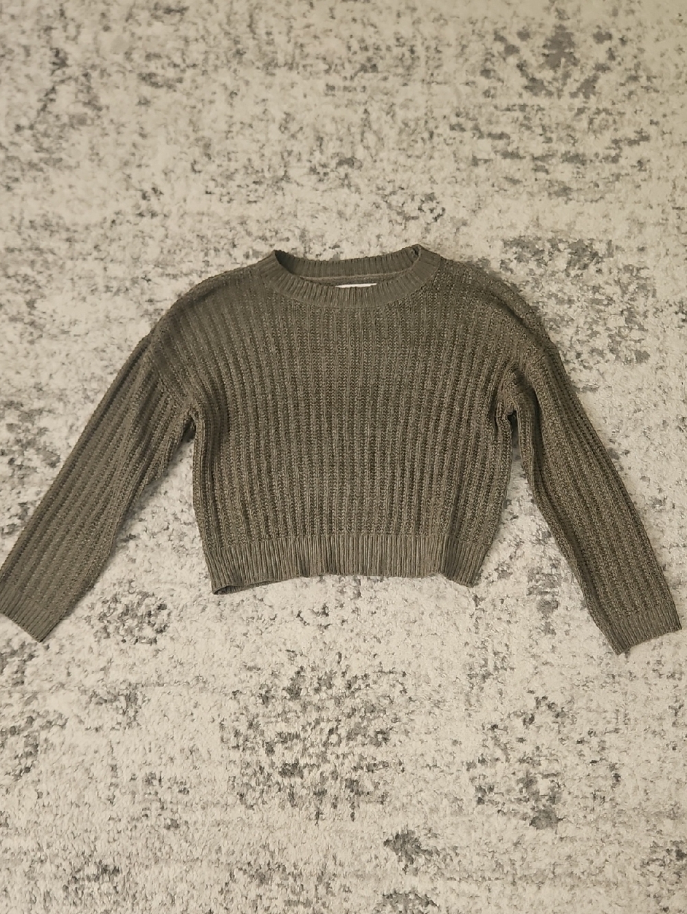 LOFT Olive Ribbed Crewneck Sweater